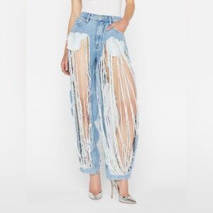 NWT Frame Atelier Shredded High 'n Tight Straight Leg Jeans In Utopia Shred